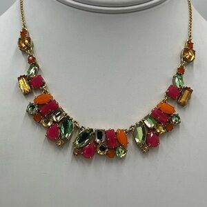 Kate Spade Bashful Blooms Multicolor‎ Statement Rhinestone Gold Tone Necklace
